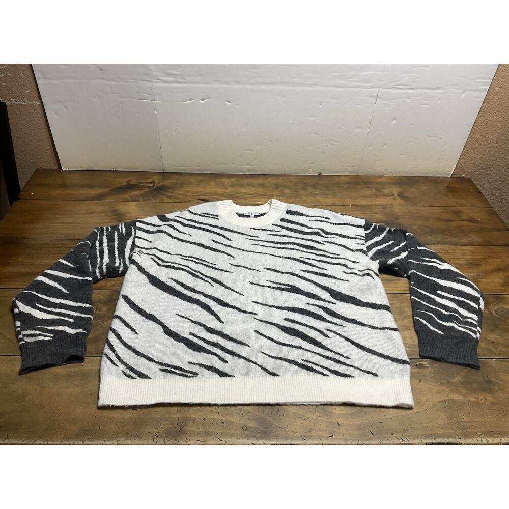 Rails Lana Cashmere Blend Mixed Print Tiger Crewneck Sweater Size Large